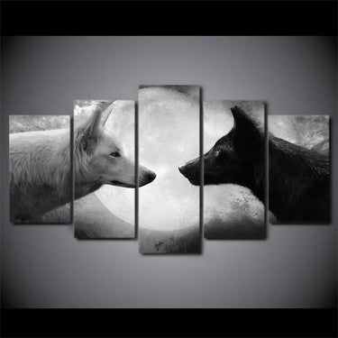 Light and Dark Wolves HD 5 Piece Canvas Painting-Your Soul Place